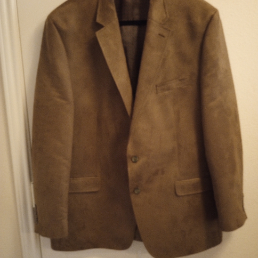 Men's Chaps Faux Suede Blazer Coat XL width 42 Long Ralph Lauren Sport Jacket